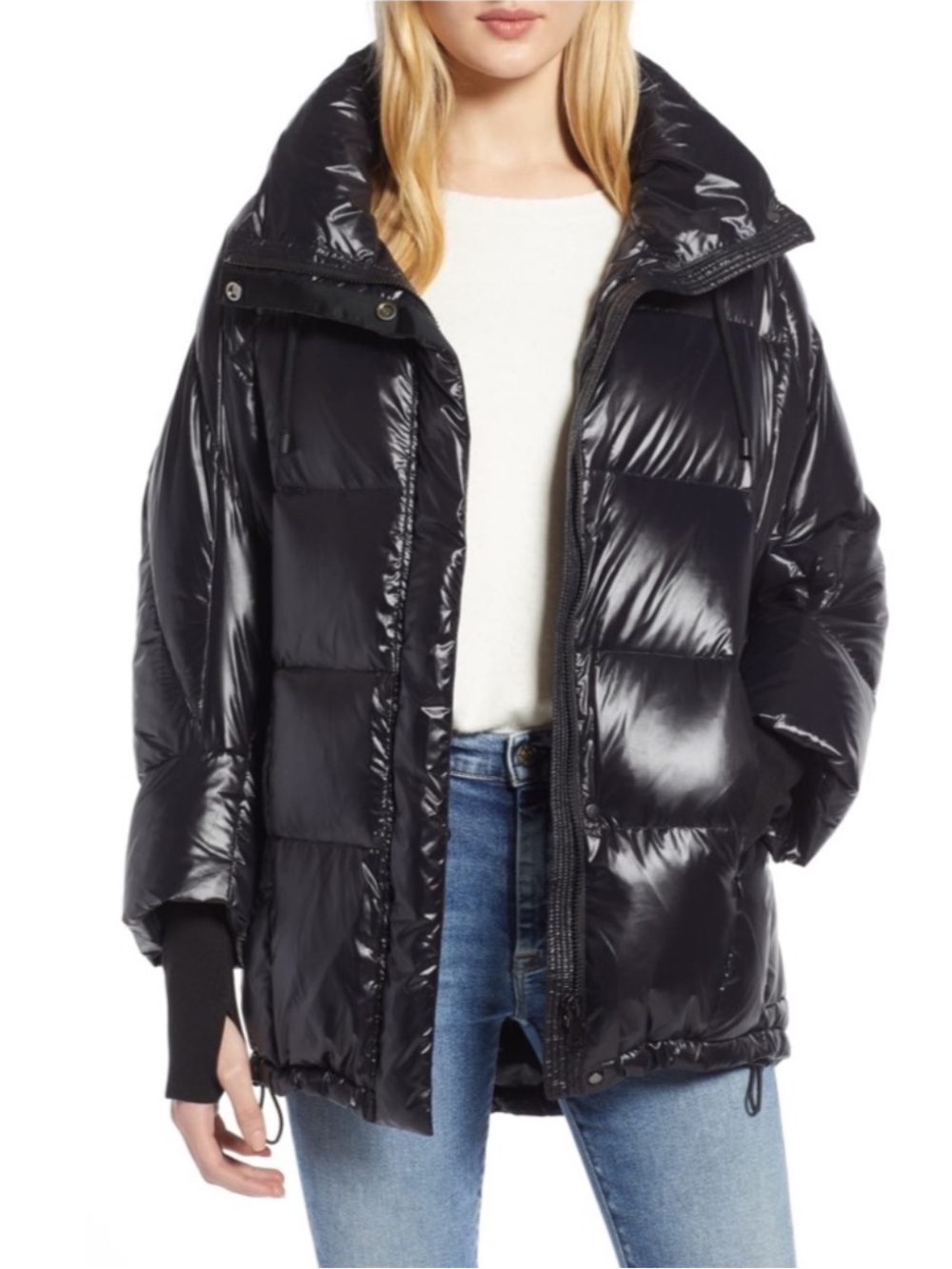 NVLT Shiny Black Oversized Puffer Jacket